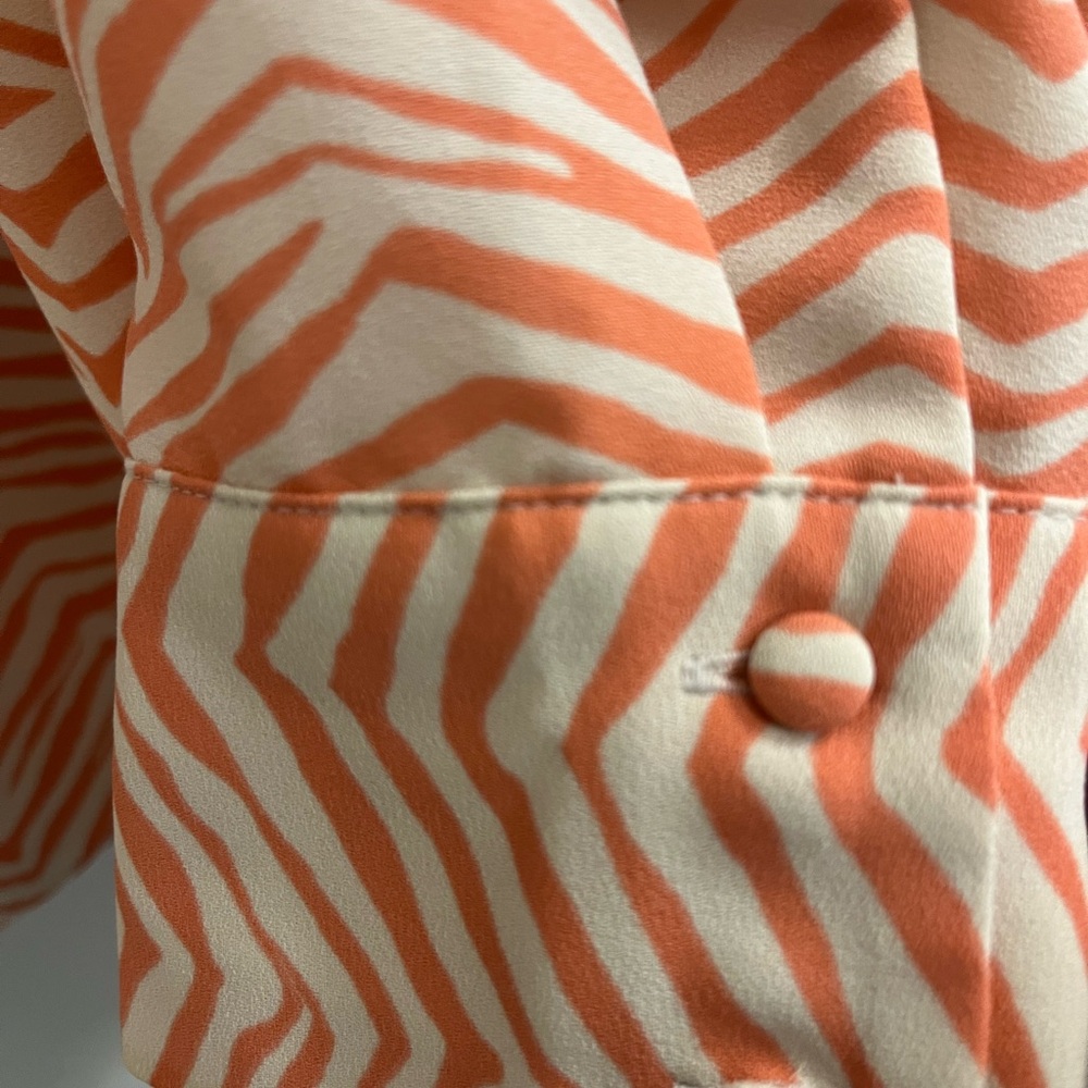 Alfani Orange and White Button Down Blouse with Notched Collar - Picture 5 of 11